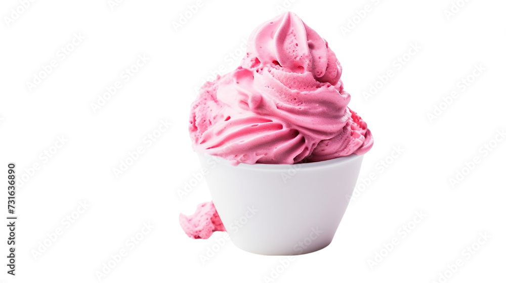 Scoops of pink ice cream in a bowl isolated on transparent background Scoops of pink ice cream in a bowl isolated on transparent background