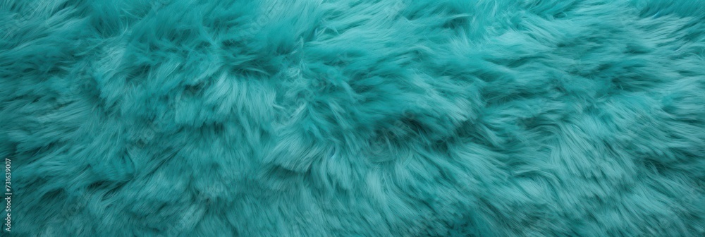 Turquoise plush carpet close-up photo, flat lay