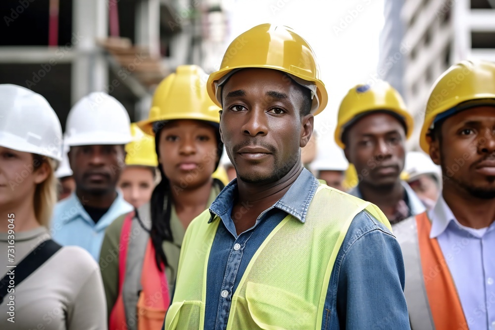 Diverse Construction with hard helmets. Diverse Construction with hard helmets.