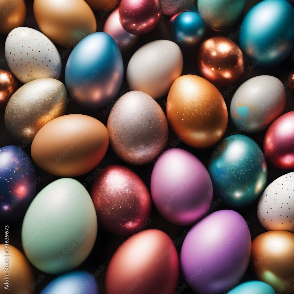 Abstract easter eggs composition with cosmic space