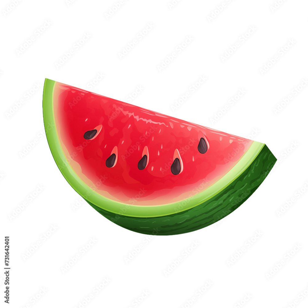 Illustration of isolated juicy watermelon slice with seeds on transparent background. Illustration of isolated juicy watermelon slice with seeds on transparent background.