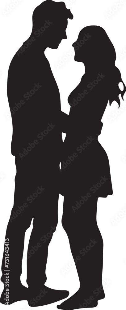 A silhouette of Romantic Couple Standing on Romance vector Illustration A silhouette of Romantic Couple Standing on Romance vector Illustration