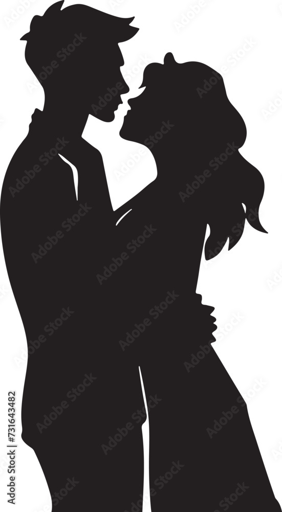 A silhouette of Romantic Couple Standing on Romance vector Illustration A silhouette of Romantic Couple Standing on Romance vector Illustration