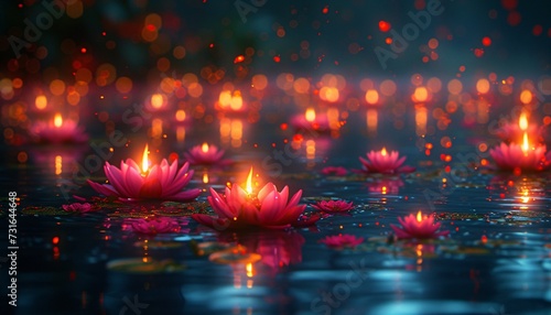 Glowing Lily Pads: A Magical Nighttime Experience Generative AI