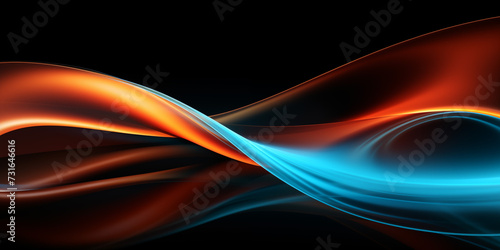 abstract multicolored color wave art seamless pattern on black background, in the style of dark orange and light azure