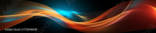 abstract multicolored color wave art seamless pattern on black background, in the style of dark orange and light azure