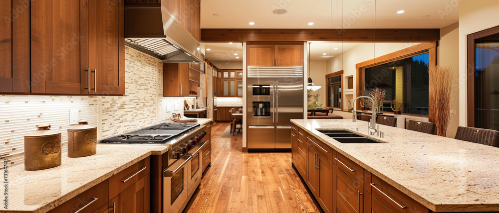 Modern Kitchen Home Interior with Hardwood and Wooden Cabinets Furniture Ideal Decoration Clean Contemporary New Modern Kitchen Home Interior with Hardwood and Wooden Cabinets Furniture Ideal Decoration Clean Contemporary New