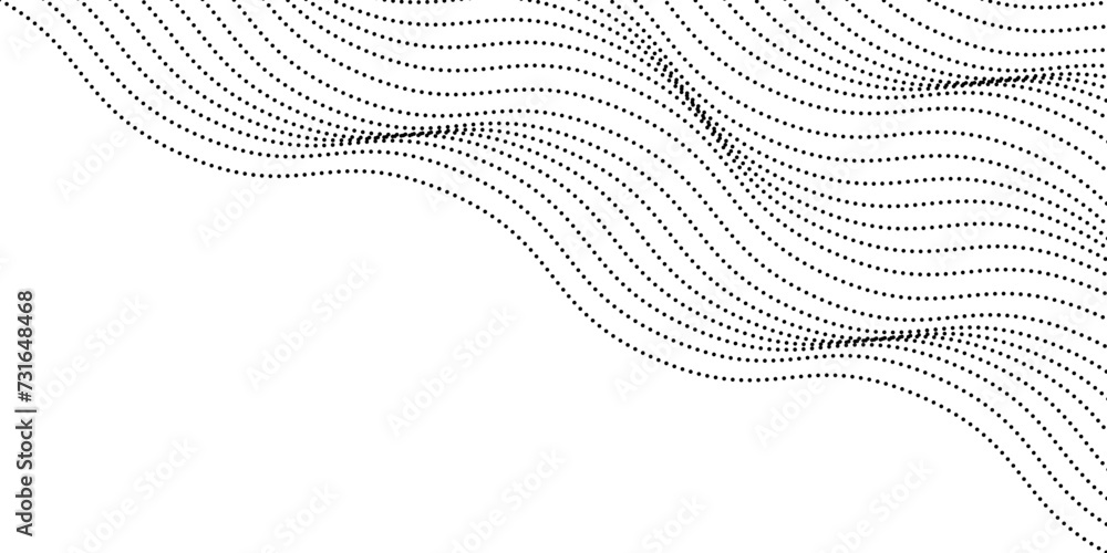Vector abstract line art, wavy black smooth dynamic connections isolated white background in luxury, wave, ocean, mountains concept