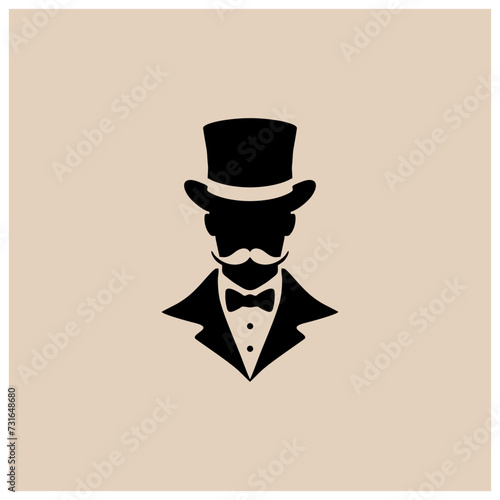 top hat male mustache siluet png vector