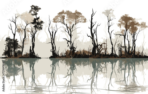 marsh trees set isolated vector style with transparent background illustration