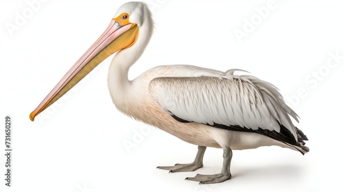 A majestic pelican gracefully isolated against a clean white background 