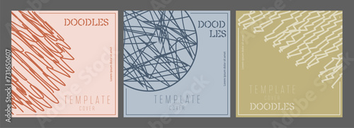 Scribbles. The template of the new trend covers, banners, posters, brochures, magazines. Creative idea of the catalog, interior design and decor