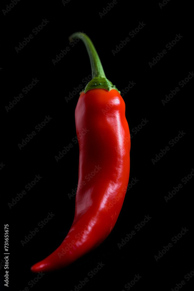 Vibrant Red Chili Pepper Isolated on Black: The Fiery Essence of Spice Vibrant Red Chili Pepper Isolated on Black: The Fiery Essence of Spice