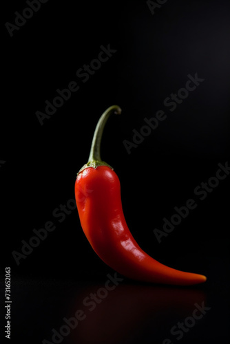 Single Red Chili Pepper against Black Background  The Spice of Simplicity