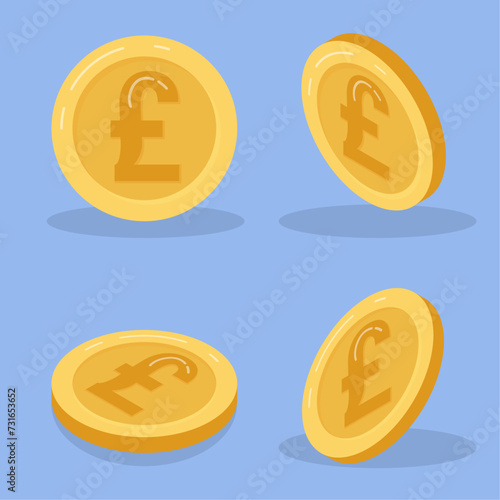 Pound sterling coin cartoon illustration