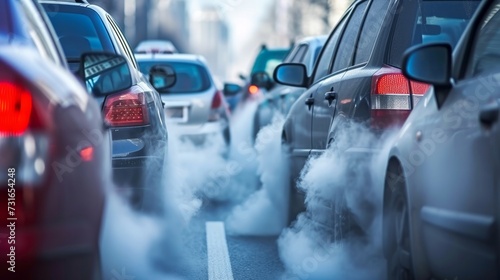 Car exhaust fumes polluting environment, air pollution