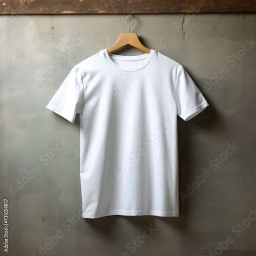 White t-shirt on old wall background. Mock up