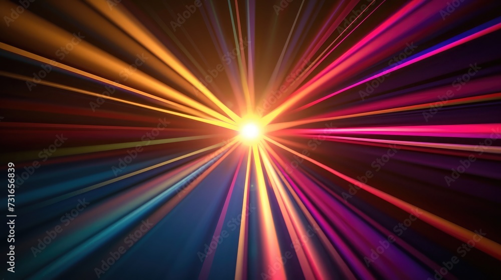abstract dark background of light with stripes of colourful rays moving from the center abstract dark background of light with stripes of colourful rays moving from the center