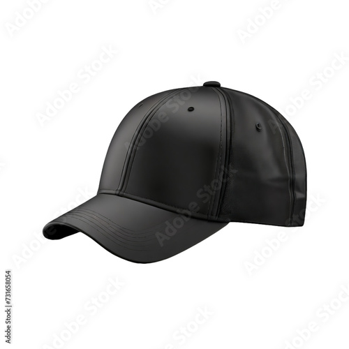 black baseball cap mockup isolated on transparent or white background, png