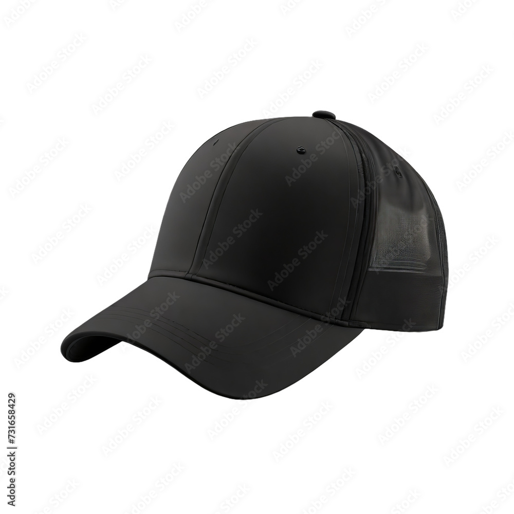 black baseball cap mockup isolated on transparent or white background, png black baseball cap mockup isolated on transparent or white background, png