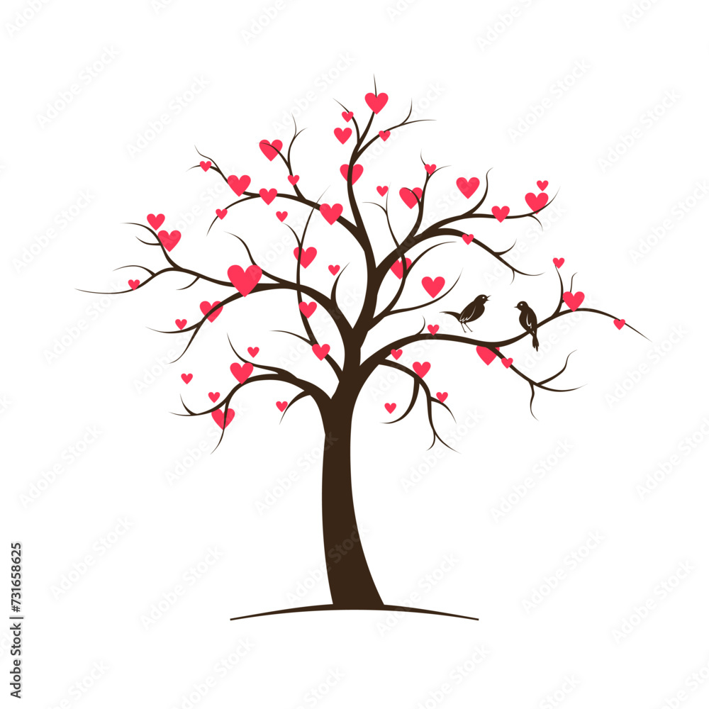 Spring heart tree sign