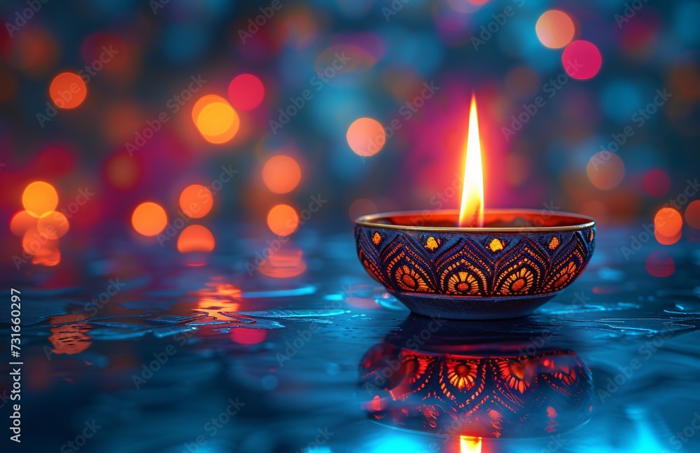 Glowing Candle in a Blue Bowl: A Celebration of the Full Moon Generative AI Glowing Candle in a Blue Bowl: A Celebration of the Full Moon Generative AI