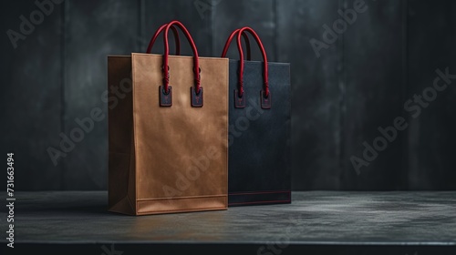 Brown and Black Bags with Red Ties: A Fashionable Choice for Monthly Events Generative AI