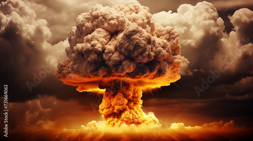 Nuclear War. Explosion nuclear bomb. Nuclear bomb explosion in nuclear war. Generative AI