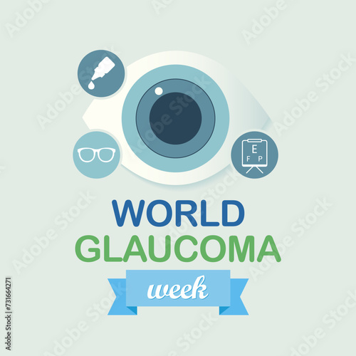 World Glaucoma Week is observed every year during March, it is a group of eye conditions that damage the optic nerve, the health of which is vital for good vision. Vector illustration