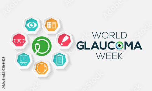 World Glaucoma Week is observed every year during March, it is a group of eye conditions that damage the optic nerve, the health of which is vital for good vision. Vector illustration