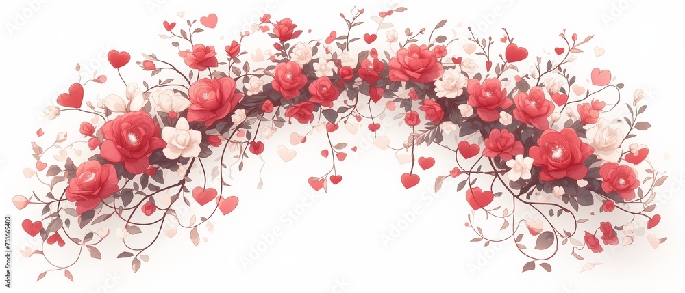 Garland,bright light red, sparkling glitter smal and big hearts on white background,valentins day,mothers day Garland,bright light red, sparkling glitter smal and big hearts on white background,valentins day,mothers day