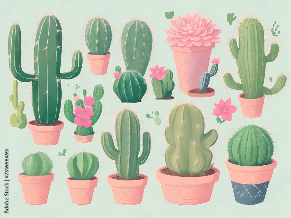 cactus collection, cactus illustration hand drawing background cactus collection, cactus illustration hand drawing background