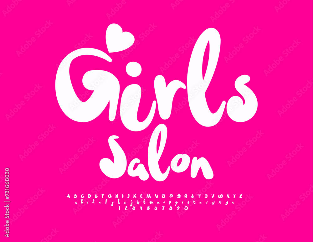 Vector modern Emblem Girls Salon. Modern Stylish Font. Trendy Alphabet Letters and Numbers. Vector modern Emblem Girls Salon. Modern Stylish Font. Trendy Alphabet Letters and Numbers.