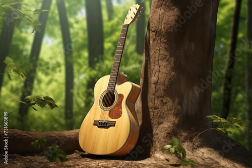 Acoustic guitar in the nature