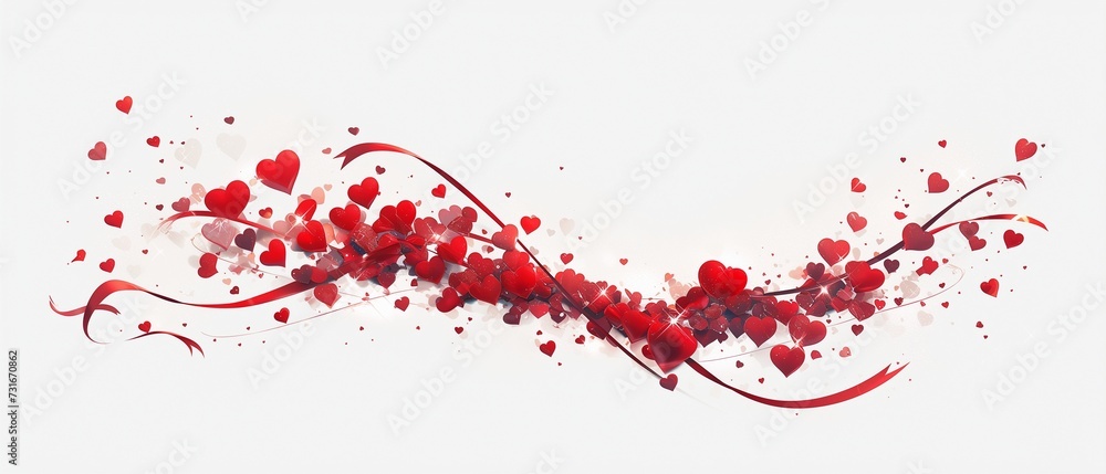 Garland,bright light red, sparkling glitter smal and big hearts on white background,valentins day,mothers day Garland,bright light red, sparkling glitter smal and big hearts on white background,valentins day,mothers day