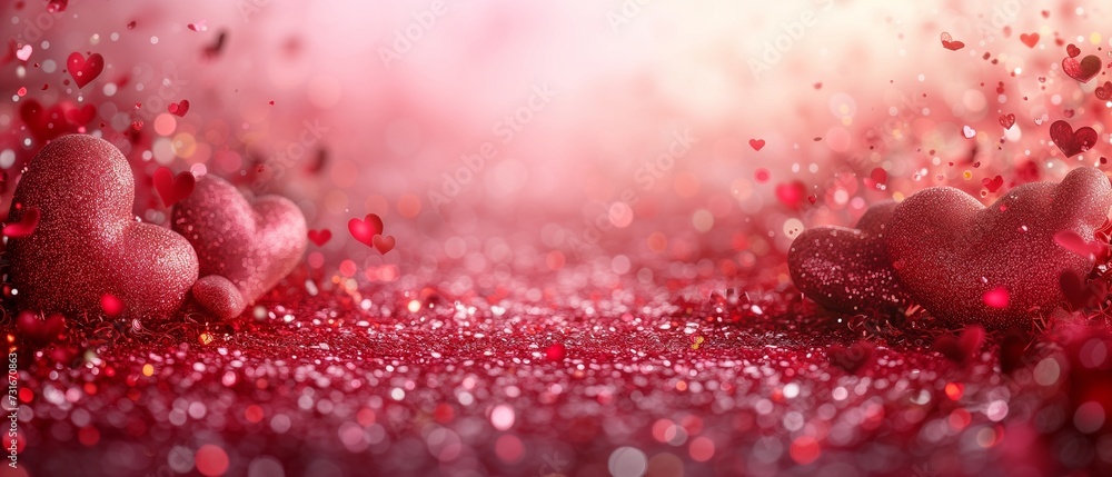 Garland,bright light red, sparkling glitter smal and big hearts on white background,valentins day,mothers day Garland,bright light red, sparkling glitter smal and big hearts on white background,valentins day,mothers day