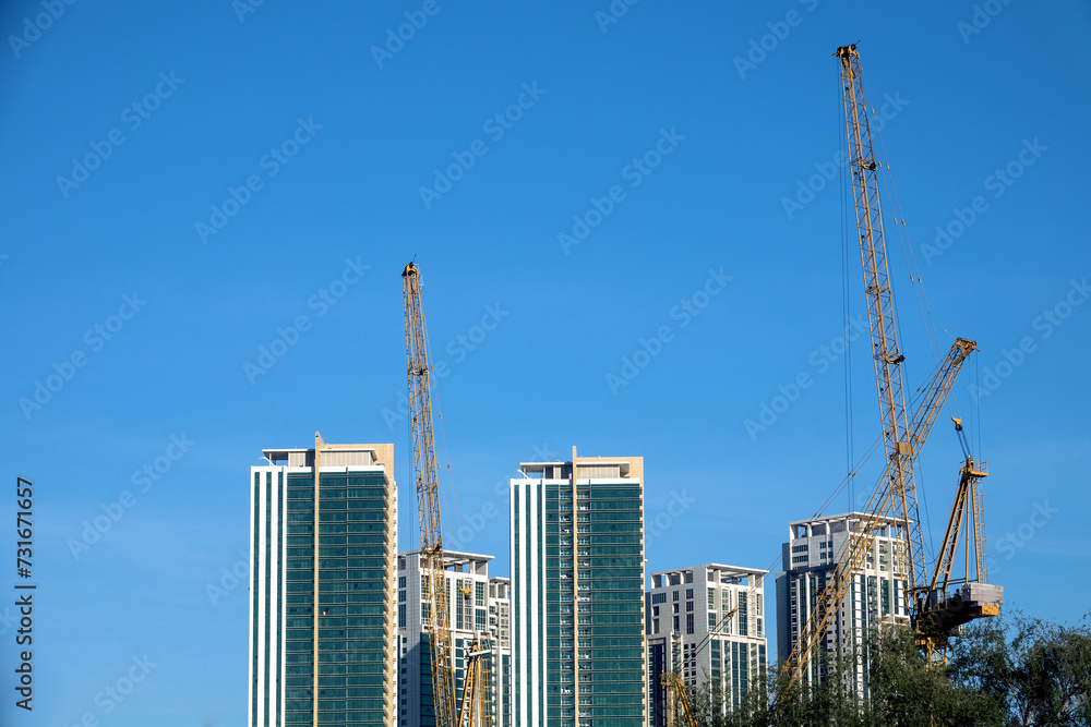 Abu Dhabi, Arab Emirates. construction of a new residential area of high-rise buildings