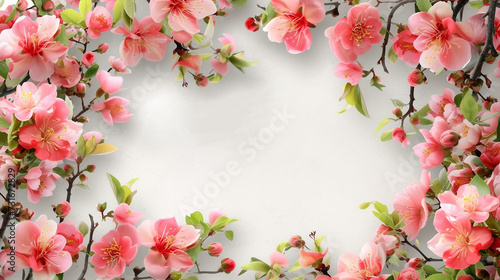 pink flower border isolated on a white background