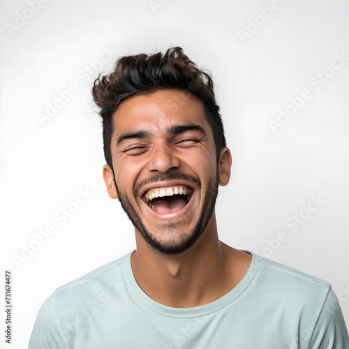 Young Brazilian man isolated on white background laughing © Antonio Giordano