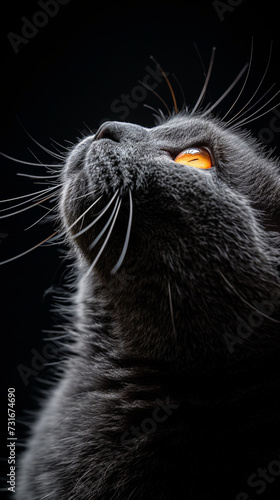 Perfect close up of a black cat