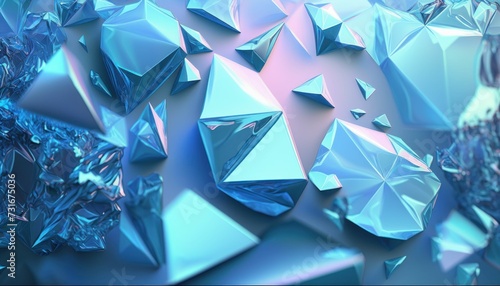A 3D rendered illustration of a background with blue crystals - AI generated