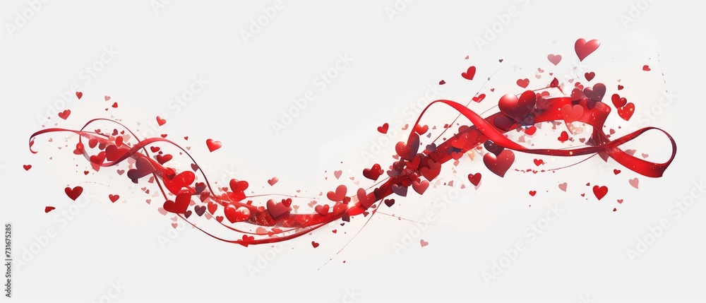 Garland,bright light red, sparkling glitter smal and big hearts on white background,valentins day,mothers day Garland,bright light red, sparkling glitter smal and big hearts on white background,valentins day,mothers day