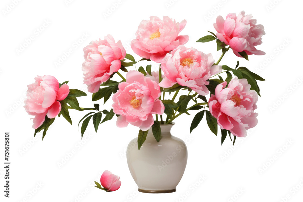 Beauty of Pink Peonies in a Vase Isolated On Transparent Background