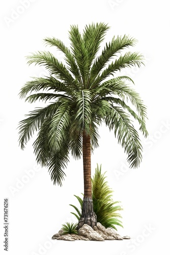 3D rendered palm tree isolated on a white background.