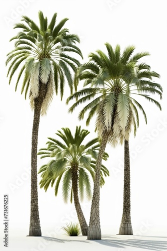 3D rendered palm tree isolated on a white background.