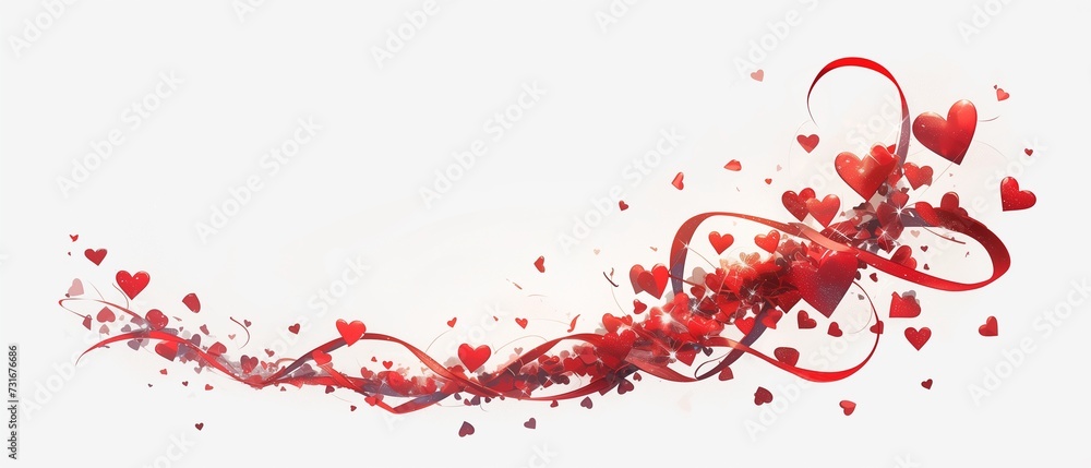 Garland,bright light red, sparkling glitter smal and big hearts on white background,valentins day,mothers day Garland,bright light red, sparkling glitter smal and big hearts on white background,valentins day,mothers day