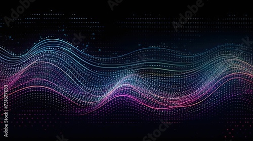AI generated illustration of a dynamic, abstract pattern composed of purple and blue scales