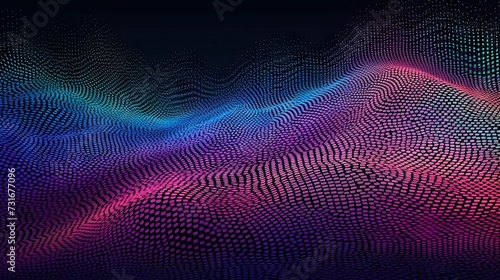 AI generated illustration of a dynamic, abstract pattern composed of purple and blue scales