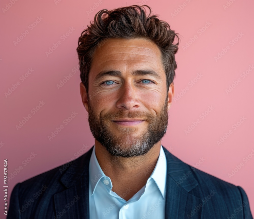 Portrait of handsome smiling businessman with suit in professional studio background Portrait of handsome smiling businessman with suit in professional studio background
