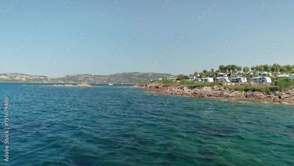 Aerial drone view of Centro Vacanze Isuledda with crystal clear beaches Aerial drone view of Centro Vacanze Isuledda with crystal clear beaches